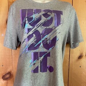 Nike Just Do It t shirt color gray and purple.  Size L